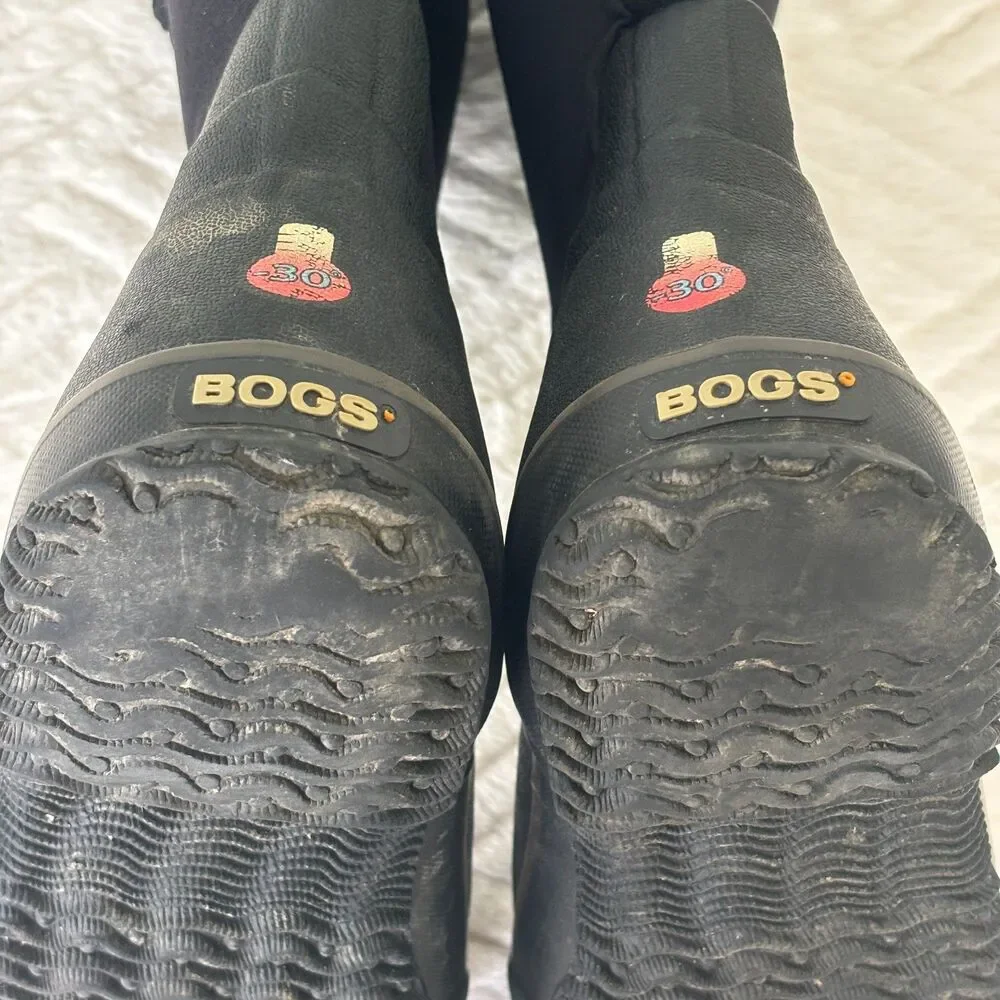 Bogs Kids Size 5 Classic High Black Waterproof Insulated Winter Rain Boots EU38